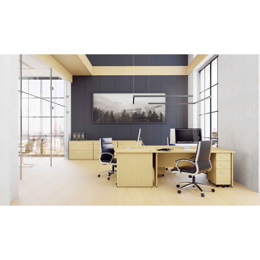 Rayleigh Left Hand Cable Managed Desk and Pedestal Set